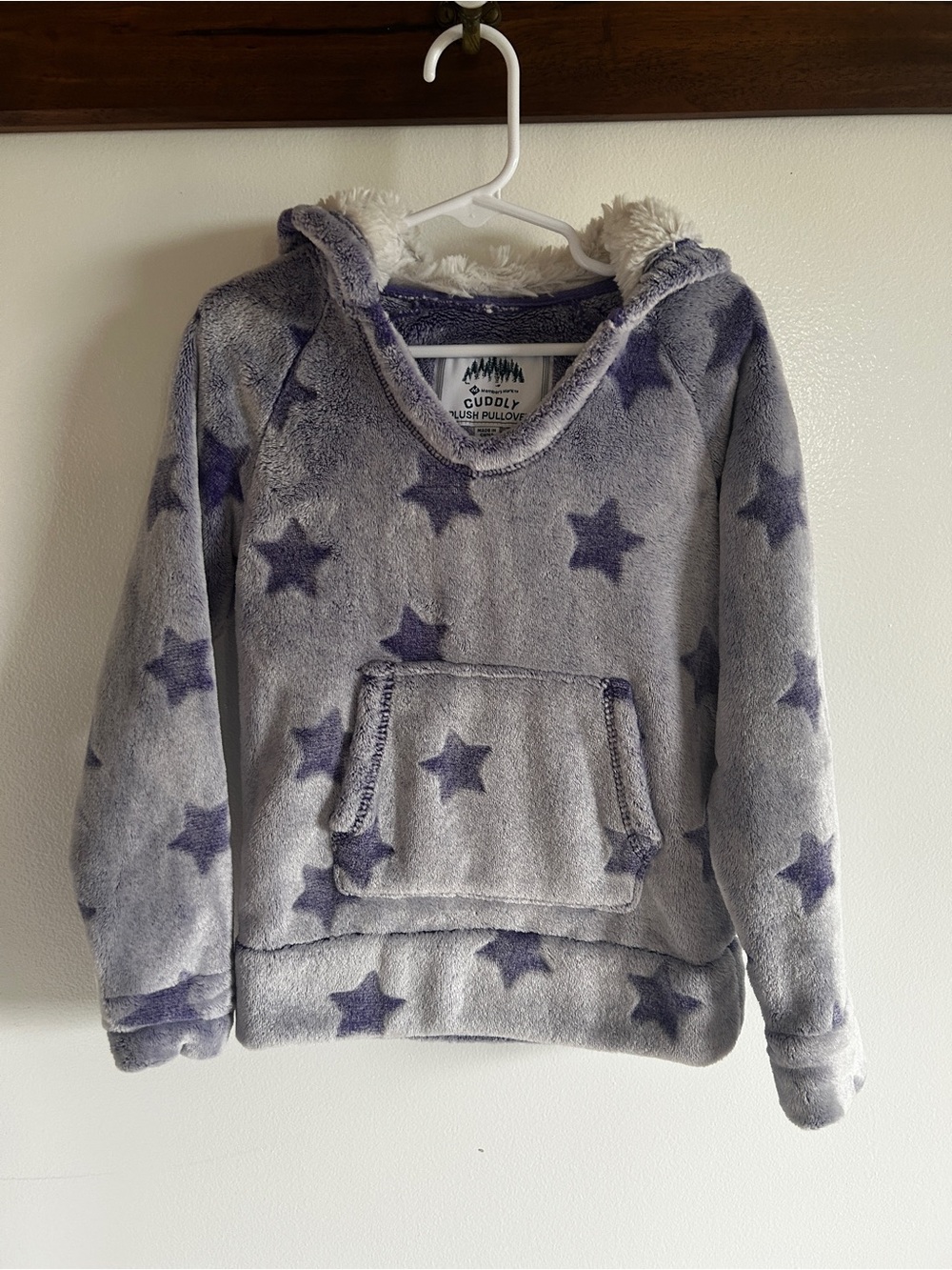Member’s Mark Plush Hoodie Fleece Star Pullover Jacket - Lavender/Purple